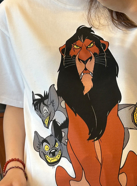 反派系列复古印花卡通潮流短袖T恤男女同款宽松休闲纯棉百搭上衣