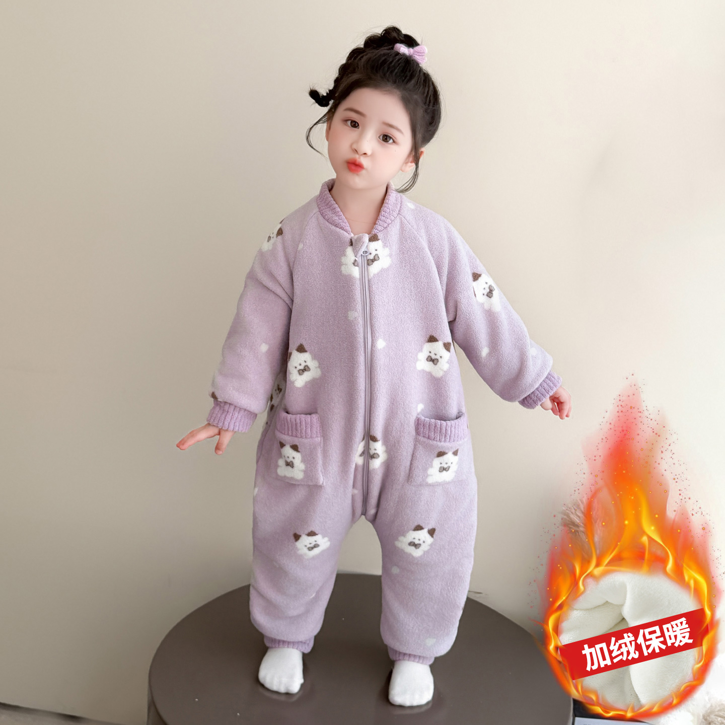 魔王千千女童双层加厚保暖睡衣