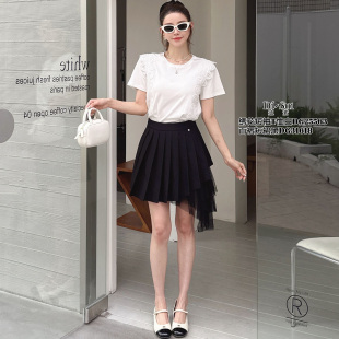 新25563绣花短袖 现货特价 2025夏季 SUI女装 韩系T恤独特别致