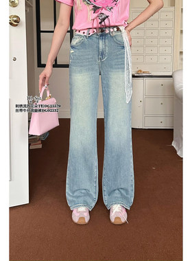 现货特价DI-SUI夏季新款2025刺绣流苏花朵T02532牛仔裤小众设计感