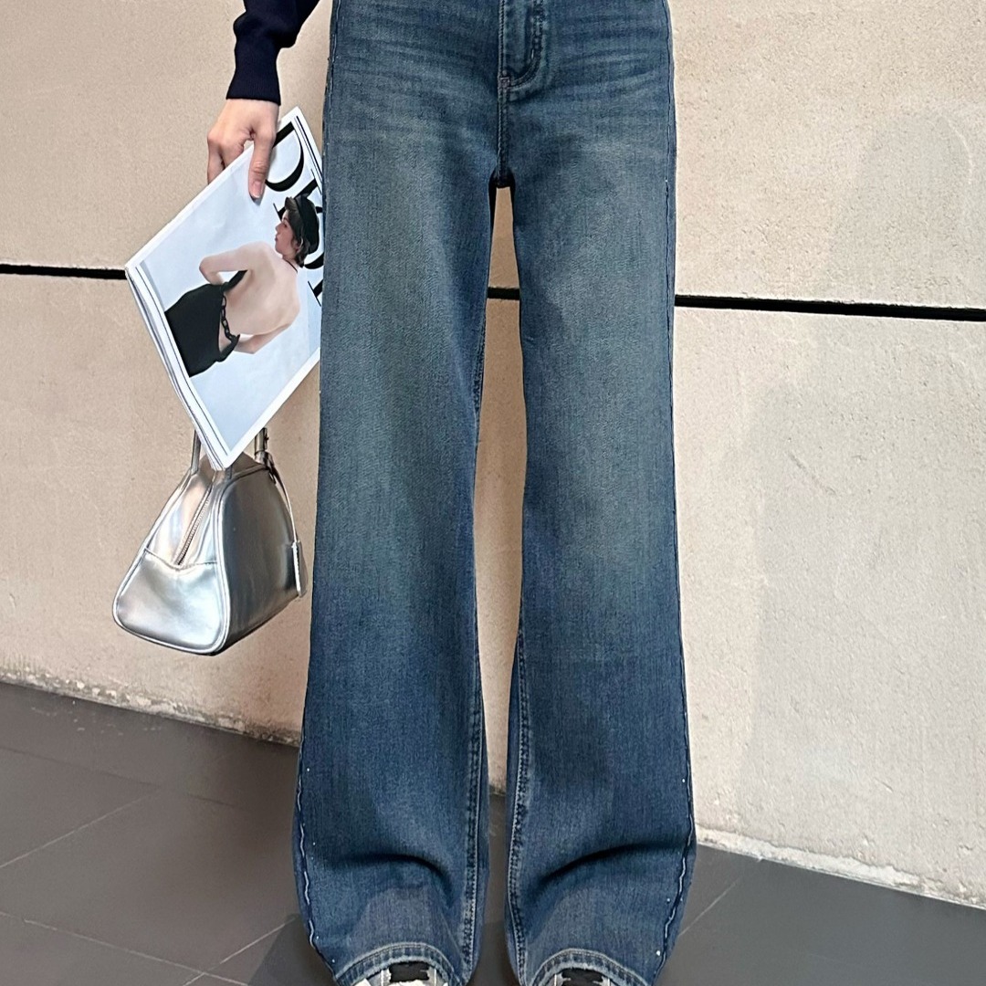 DI-SUI正品2025秋冬新款女装07508加绒保暖高腰显腿长牛仔裤