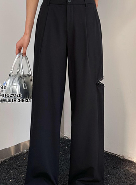 现货特价DI-SUI女2025新款36635法式韩系蕾丝镂空阔腿裤女日常风