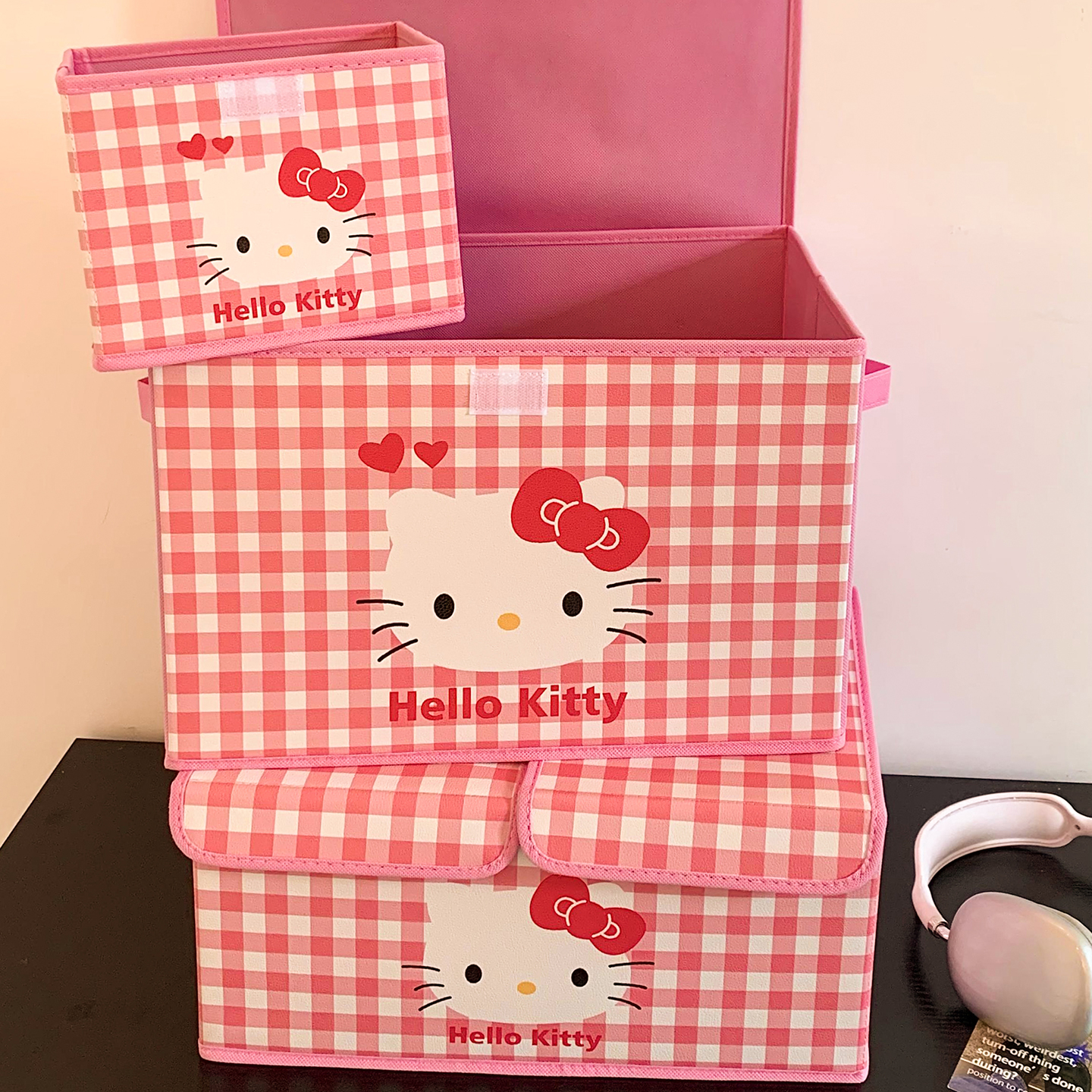 可爱kitty带盖收纳盒学生宿舍