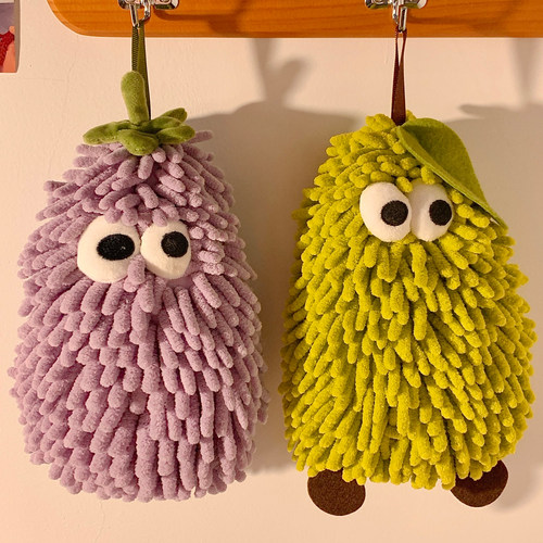 可爱雪尼尔小茄子挂式擦手巾