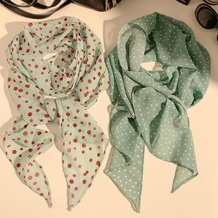 2025新款 法式 波点丝巾女高级百搭韩系配饰系脖长条围巾发带春夏季