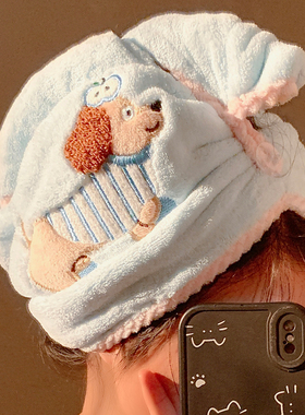 可爱小狗加厚干发帽女超强吸水速干包头发毛巾珊瑚绒浴帽2025新款