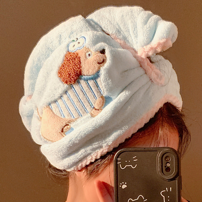 可爱小狗加厚干发帽女吸水速干