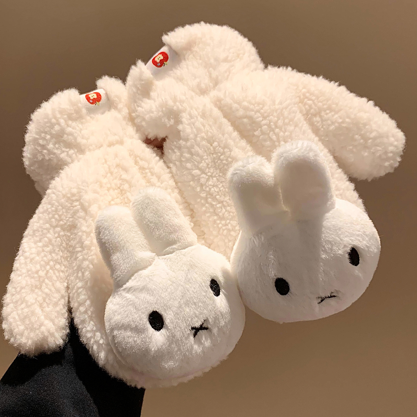 可爱米菲兔毛绒连指手套女冬季保暖加绒加厚户外御寒防风学生全包