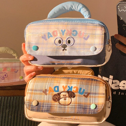 可爱多层笔袋高颜值ins风学生大容量女孩文具手提铅笔盒2026新款