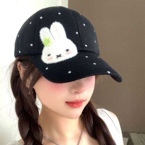 韩版可爱波点兔子棒球帽