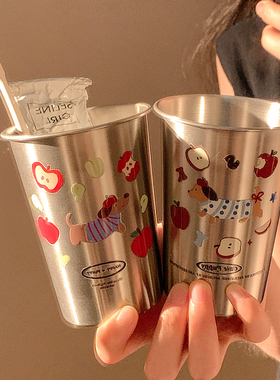 可爱腊肠狗不锈钢漱口杯家用刷牙杯子洗漱杯情侣学生宿舍牙具牙缸