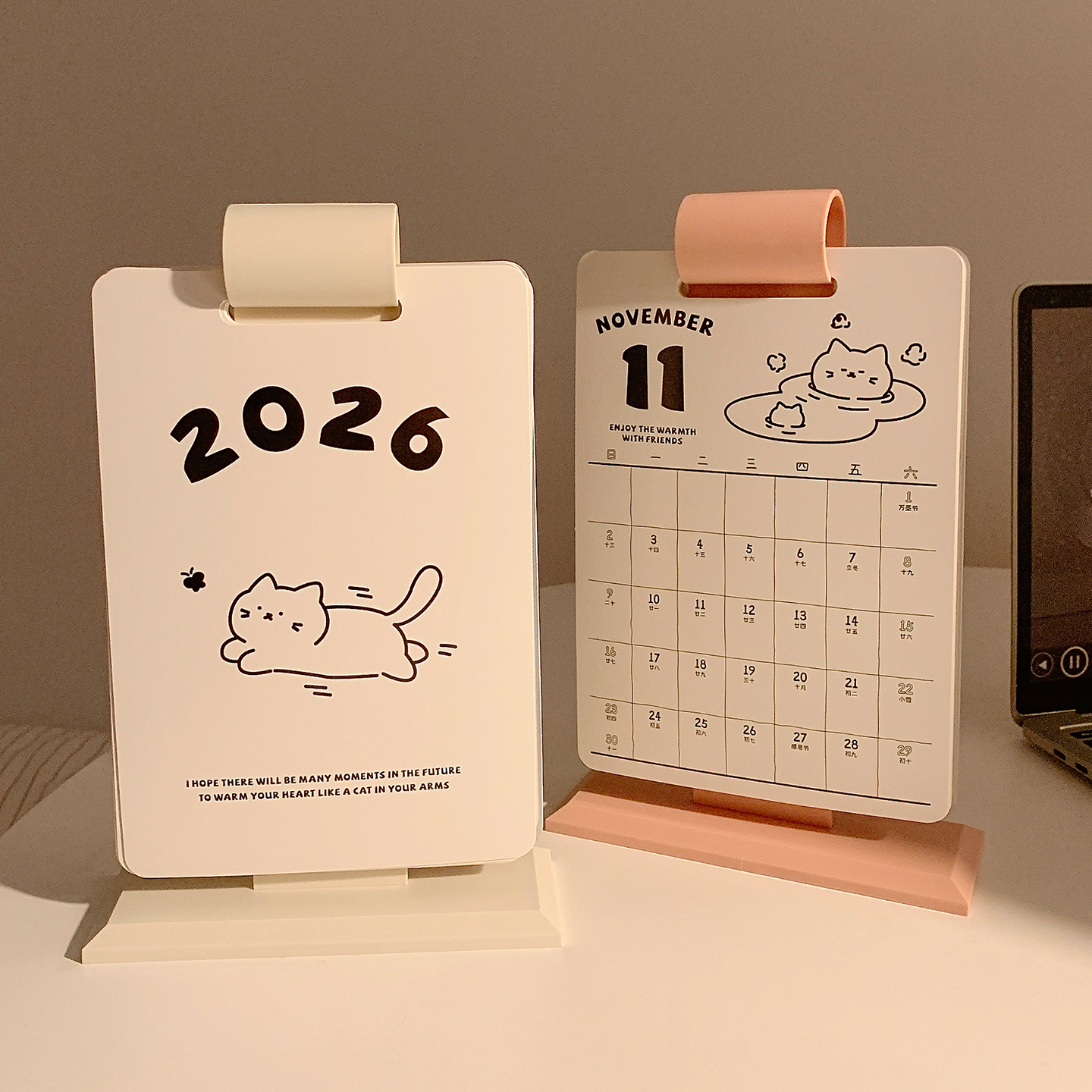 可爱猫咪台历2026年新款日历摆件