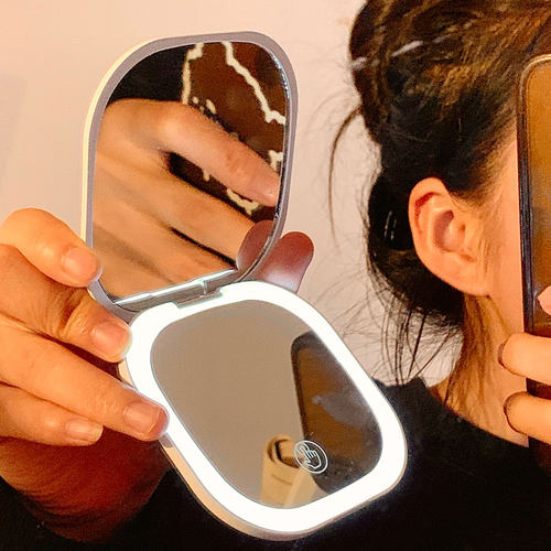 带灯折叠小镜子女便携led化妆镜