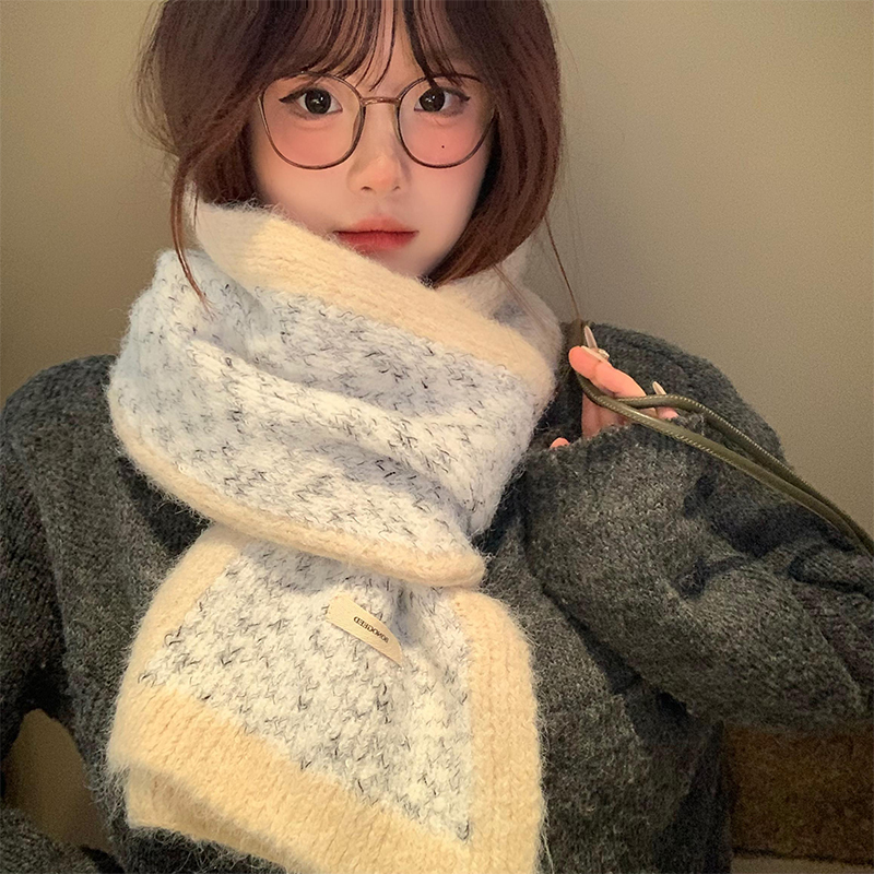 韩系氛围感围巾女秋冬保暖围脖