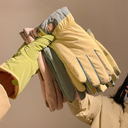 可爱骑行骑车手套女士冬季保暖防寒加绒加厚户外滑雪防风防寒新款