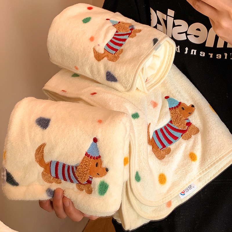 可爱炫彩小狗浴巾吸水裹巾三件套