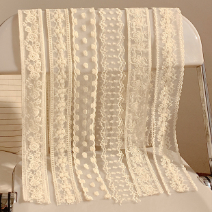 春夏飘带发带配饰围脖2025新款 韩版 蕾丝长条丝巾女系脖高级感薄款