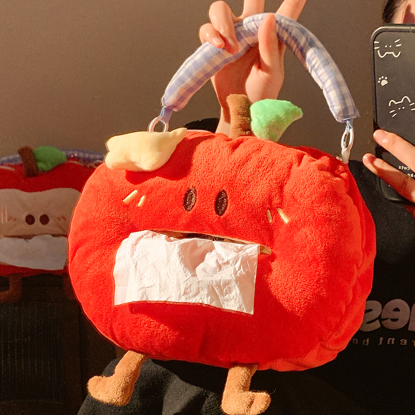 可爱创意苹果纸巾盒悬挂抽纸