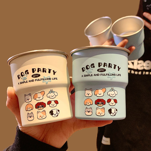 可爱小狗不锈钢洗漱杯刷牙杯子