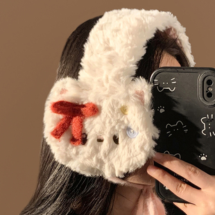 可爱蝴蝶结猫咪绑带毛绒耳罩女冬季保暖防寒骑行护耳包耳捂子耳套