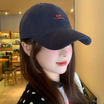 韩版刺绣棒球帽女生春夏季百搭显脸小休闲大头围鸭舌帽子2026新款