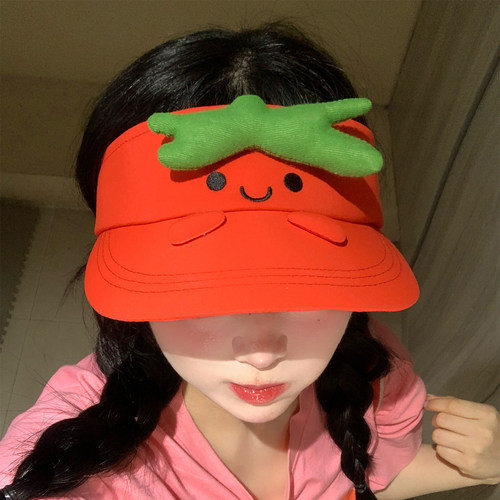 可爱小番茄空顶防晒帽夏季户外