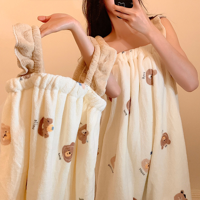 可爱小熊吊带浴裙浴袍女夏天吸水速干裹全身可穿加厚浴巾2025新款,居家布艺,浴裙/浴袍/浴衣,淘宝优惠券,粉丝福利购,淘宝优惠卷
