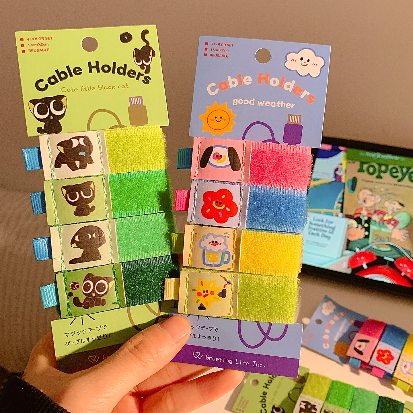 可爱卡通数据线收纳器魔术贴扎带理线器多功能整理电脑线耳机绑带