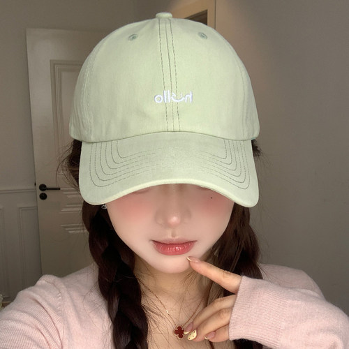果绿色棒球帽女春夏大头围显脸小