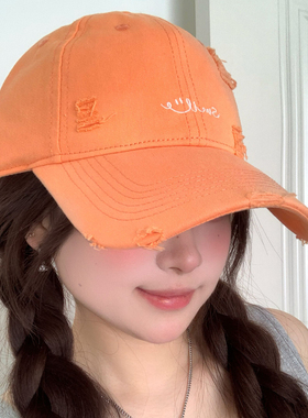 韩版橘色鸭舌帽女2026新款宽帽檐大头围棒球帽显脸小遮阳防晒帽子