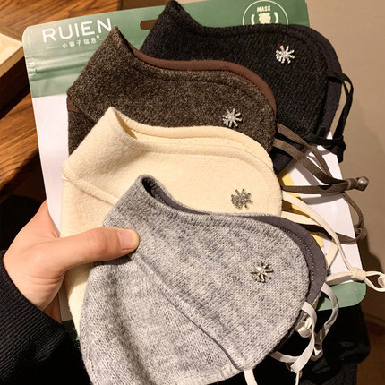 2025秋冬新款雪花保暖口罩女加绒加厚骑行高颜值防风防寒护脸面罩