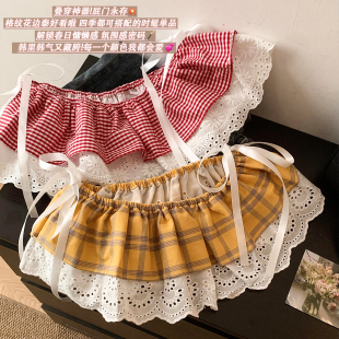 群帘配裤 百搭叠穿半身裙下摆短款 子 时尚 蕾丝边格子屁帘女2026新款