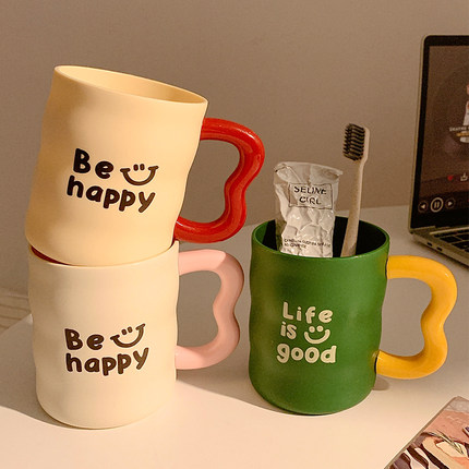 可爱字母刷牙漱口杯家用情侣带手柄洗漱杯子学生宿舍牙杯2025新款