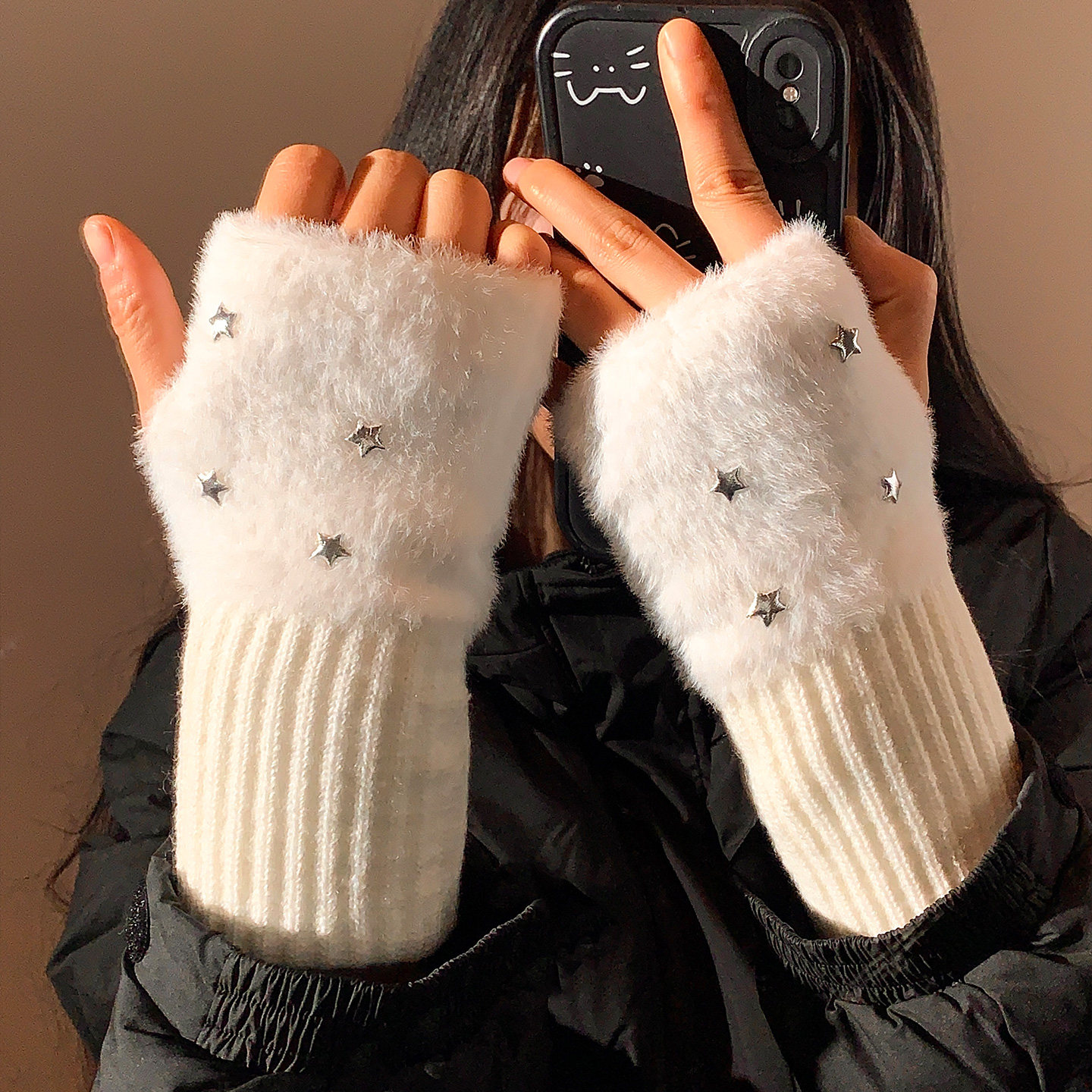 y2k辣妹毛绒半指手套女冬加绒加厚防寒可爱保暖学生写字露指触屏,服饰配件/皮带/帽子/围巾,手套,淘宝优惠券,粉丝福利购,淘宝优惠卷