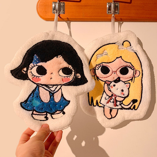可爱卡通女孩挂式擦手巾吸水速干