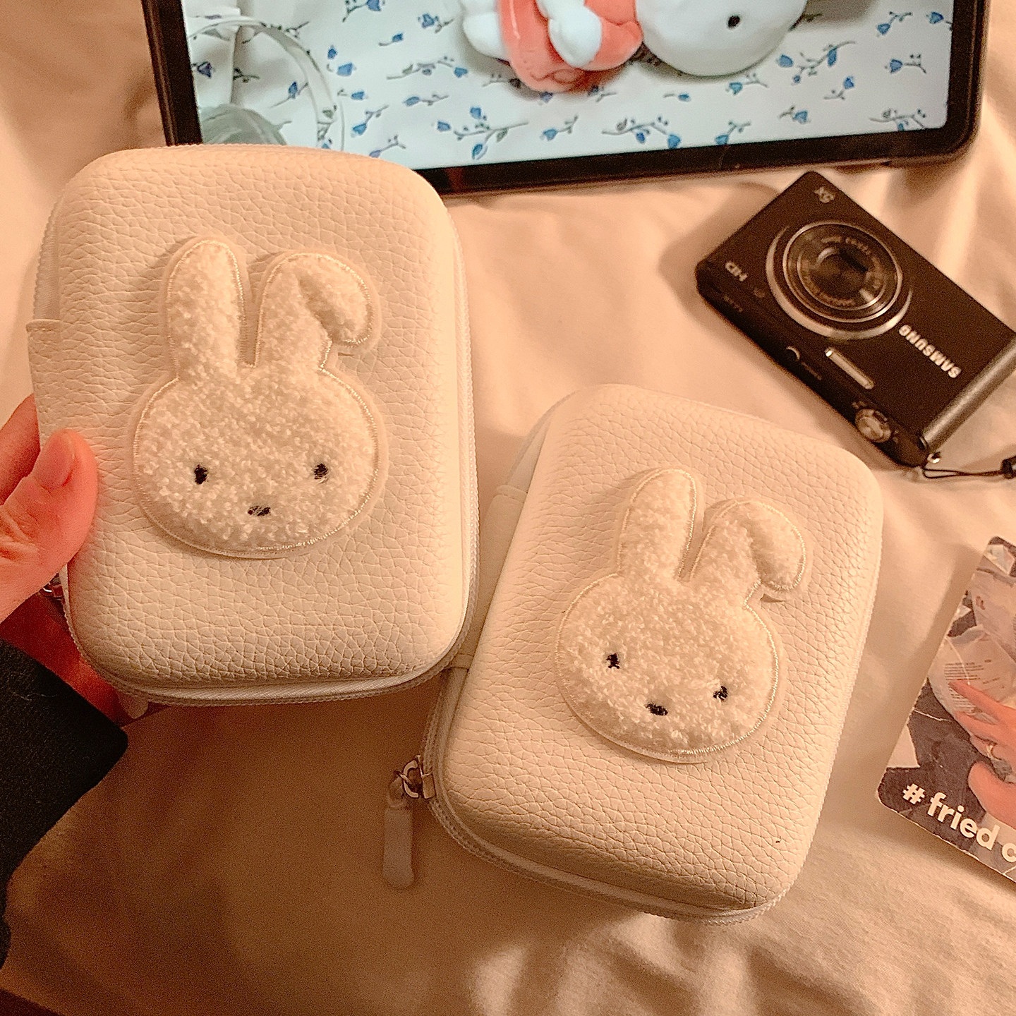 可爱兔子CCD相机收纳包便携多功能数码相机防摔保护套小型收纳盒,3C数码配件,数码收纳整理包,淘宝优惠券,粉丝福利购,淘宝优惠卷