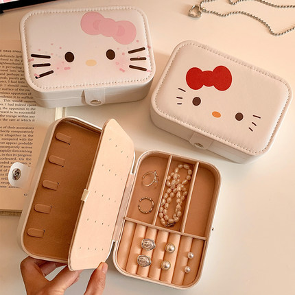 可爱卡通首饰盒便携大容量旅行耳环戒指项链手饰品收纳盒小型学生
