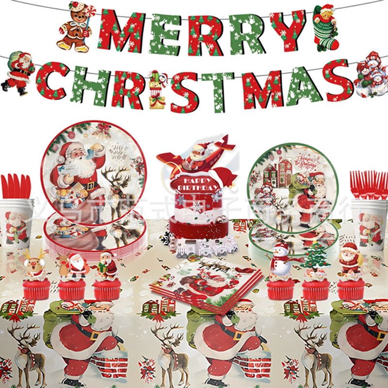 圣诞老人餐盘一次性派对用品