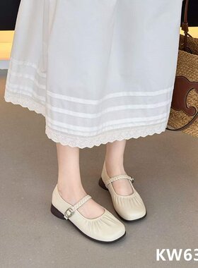 KFT脚王夏季新款女复古温柔晚晚风高级感配裙低跟浅口玛丽珍单鞋