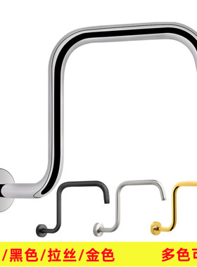 外贸黑色金色加高花洒臂暗装问号管S形不锈钢入墙淋浴顶喷杆配件