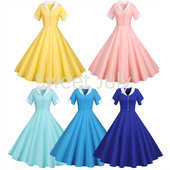 原创港风怀旧年代感复古大摆连衣裙夏度假垂感短袖 派对表演出服女