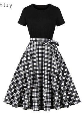 复古港风年代感怀旧短袖波点大摆垂感飘逸中长舞蹈表演度假连衣裙