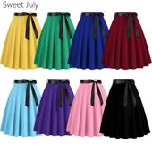 原创糖果色纯色垂坠感大摆高腰系带半身裙子夏百搭表演出服舞蹈裙