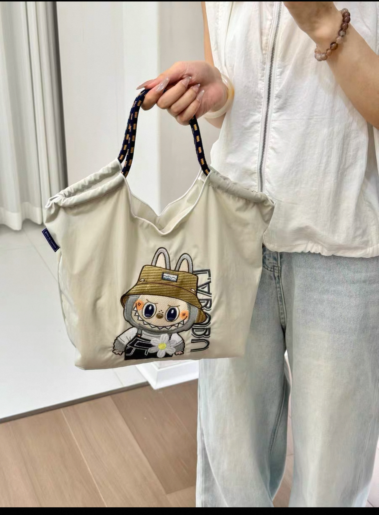 【拉链S号】拉布布刺绣升级版拉链包轻便购物袋通勤斜挎包女