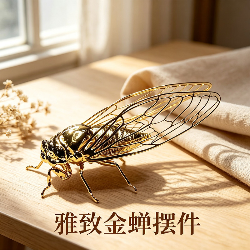 精工立体金蝉通透羽翼创意摆件