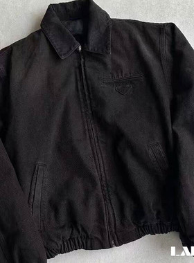 Lappy自主24fwP家水洗工业废土做旧短版牛仔夹克棉服vibe男女款