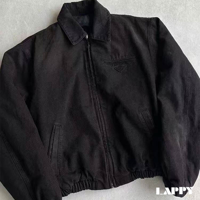 Lappy自主24fwP家水洗工业废土做旧短版牛仔夹克棉服vibe男女款