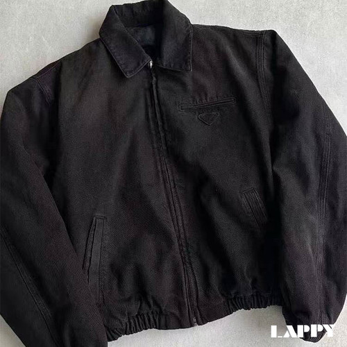 Lappy自主24fwP家水洗工业废土做旧短版牛仔夹克棉服vibe男女款