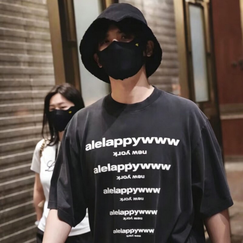 【对版】Lappy26ss多排倒置字母夏季休闲宽松短袖T恤男女同款情侣