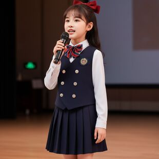 儿童中小学生大合唱服装男女童朗诵口才演讲比赛演出服主持人礼服